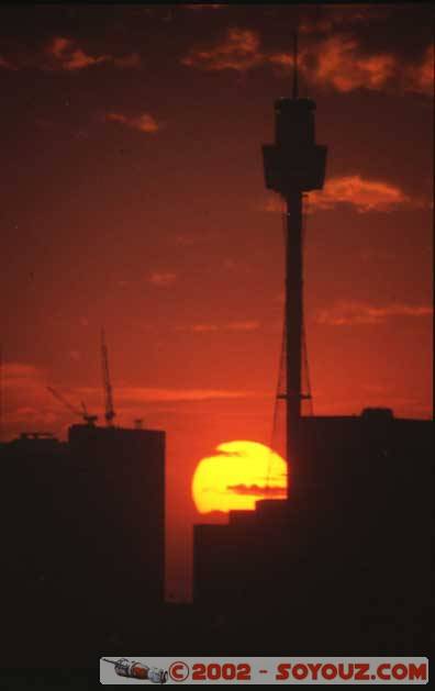 Sunset behind Sydney Tower
