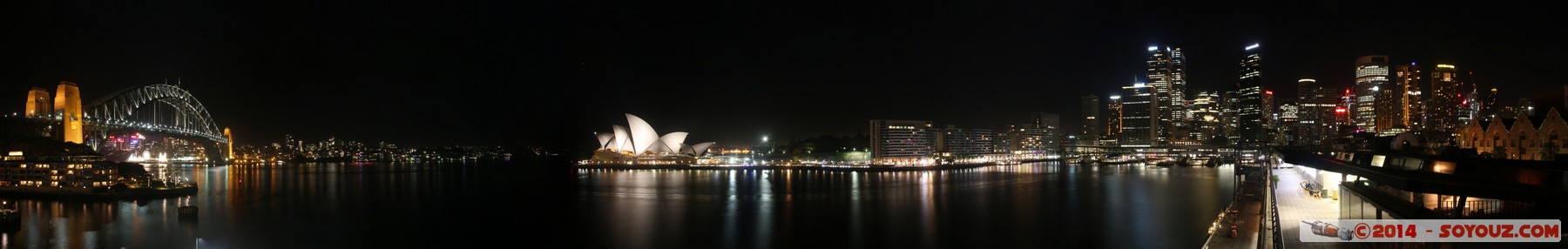 Sydney at Dusk - Circular quay - CBD, Harbour Bridge and Opera House - Panorama
Stitched Panorama
Mots-clés: AUS Australie geo:lat=-33.85741088 geo:lon=151.21034324 geotagged New South Wales Sydney Nuit Circular quay Harbour Bridge Pont panorama Opera House patrimoine unesco
