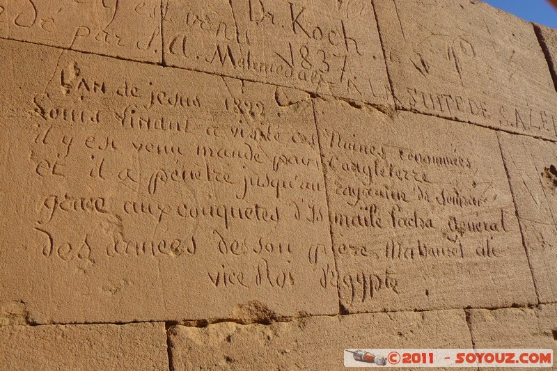 Musawwarat es-Sufra - Temple 100 - Graffiti
Mots-clés: geo:lat=16.41295376 geo:lon=33.32373406 geotagged Hilla Nahr an NÄ«l SDN Soudan Ruines Egypte patrimoine unesco Graffiti