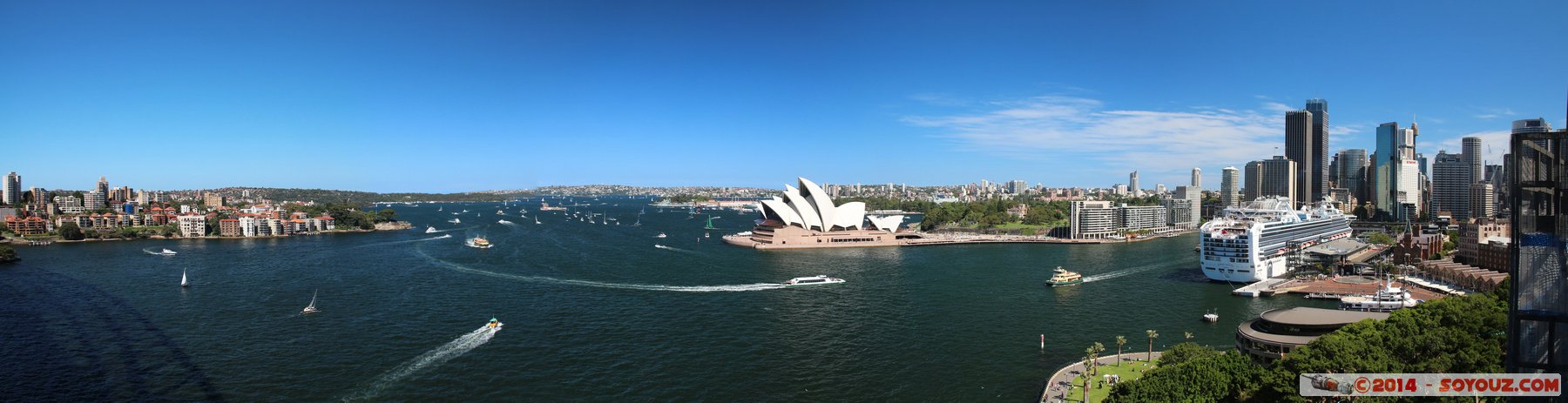 Sydney - Panorama of Port Jackson from Harbour Bridge
Stitched Panorama
Mots-clés: AUS Australie Dawes Point geo:lat=-33.85427746 geo:lon=151.20971092 geotagged New South Wales The Rocks Sydney Harbour Bridge Opera House patrimoine unesco Port Jackson panorama CBD