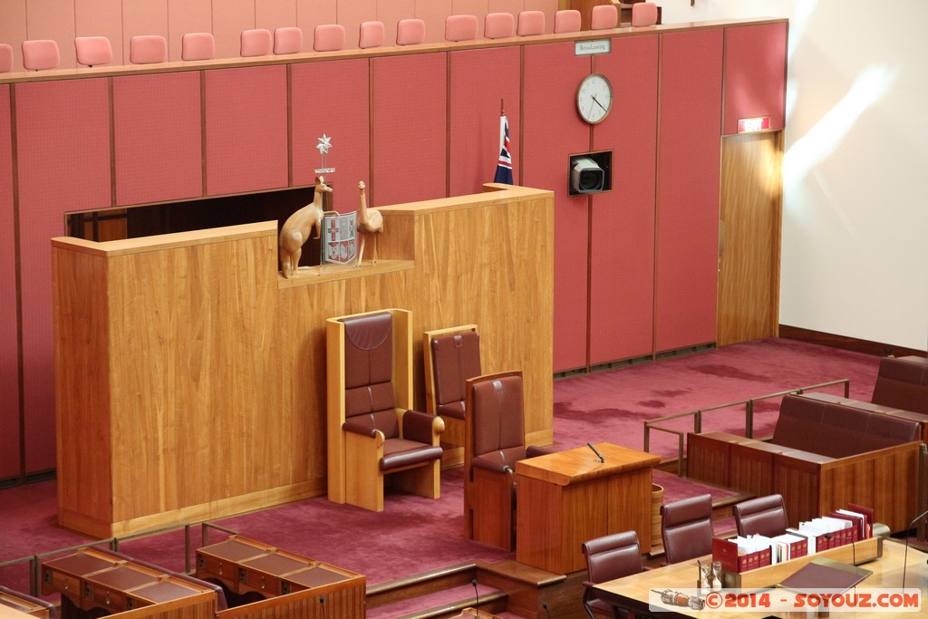 Canberra - Parliament House - Senate Chamber
Mots-clés: AUS Australian Capital Territory Australie Capital Hill geo:lat=-35.30826021 geo:lon=149.12446671 geotagged Parliament House Senate Chamber